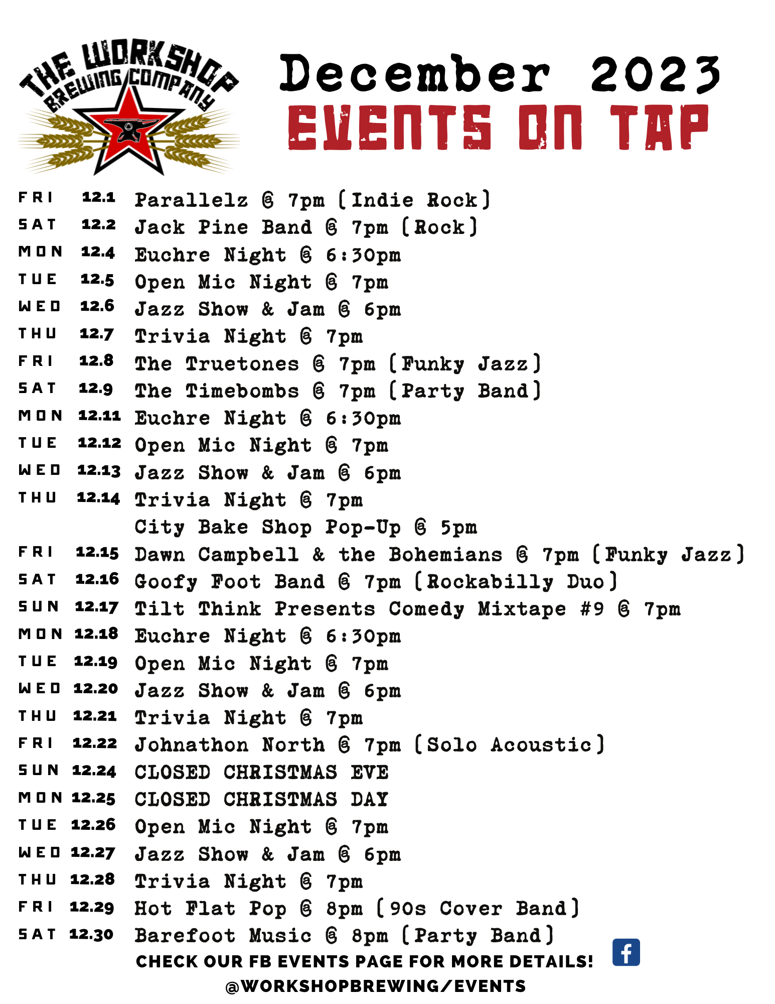 WBC December Events 2023
